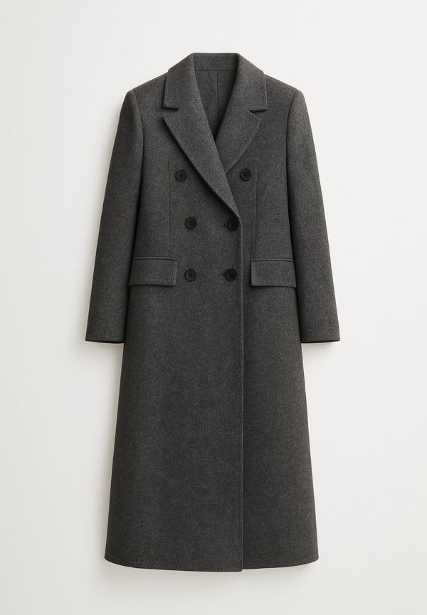 LONG DOUBLE-BREASTED COAT Grey - Image 1