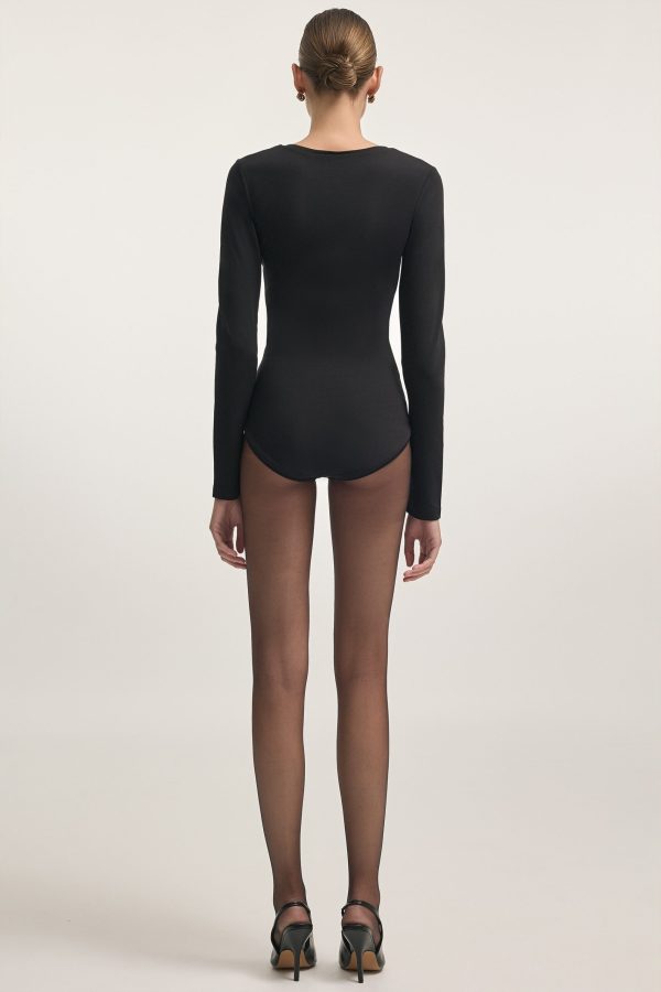 CLAUDIA LONG SLEEVE BODYSUIT BLACK - Image 2