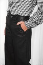 PURPOSE FAUX LEATHER PANTS BLACK