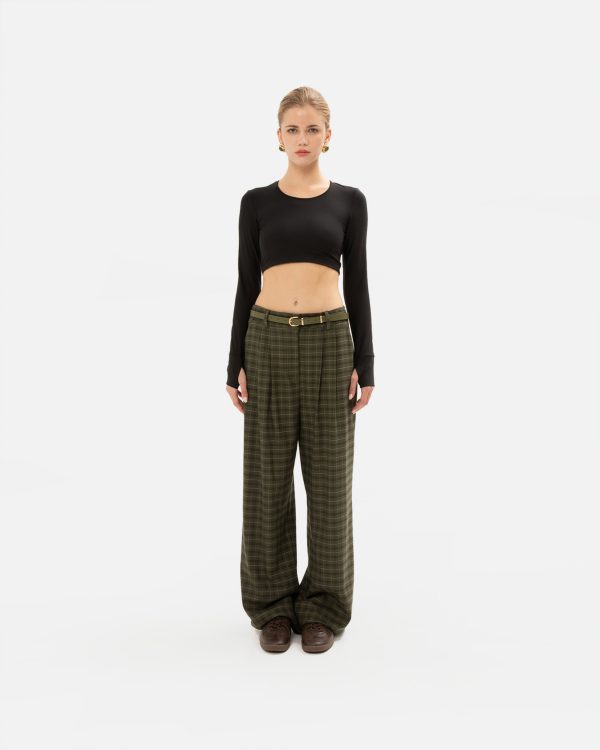 OLIVE CHEQUERED PANTS - Image 1