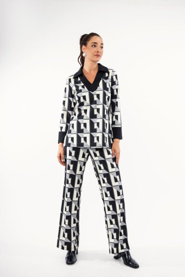 Σετ με γεωμετρικό μοτίβο μαύρο - Image 2