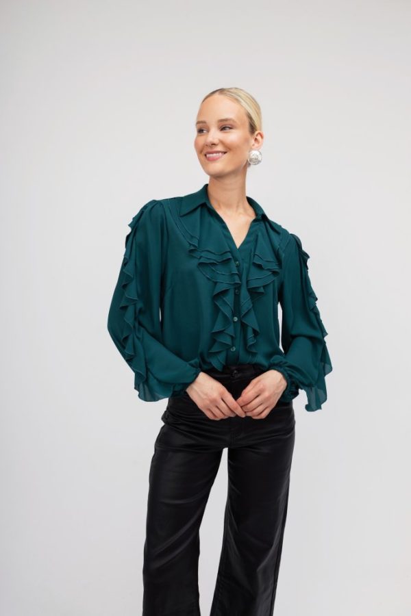 Πουκάμισο πετρόλ με βολάν - Image 1