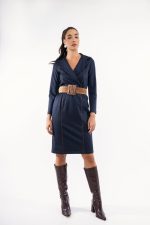 Φόρεμα τζιν με γιακά και εξωτερικές ραφές - Image 3