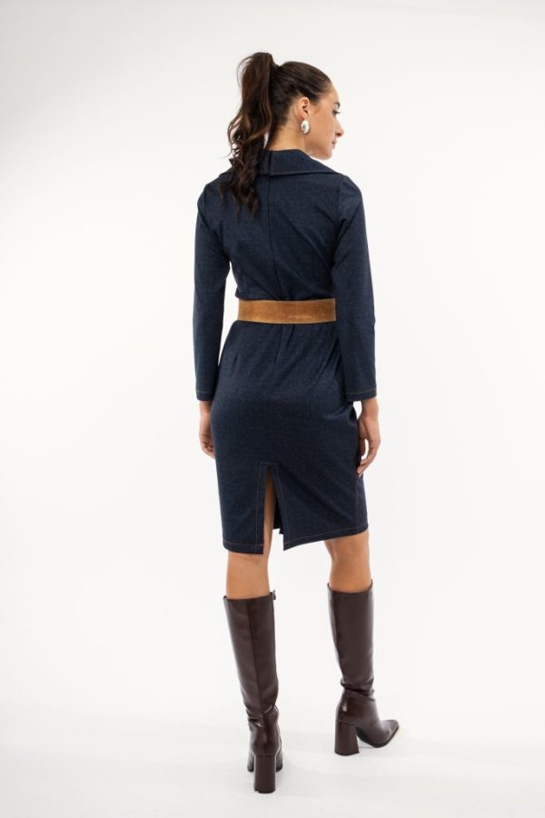 Φόρεμα τζιν με γιακά και εξωτερικές ραφές - Image 2