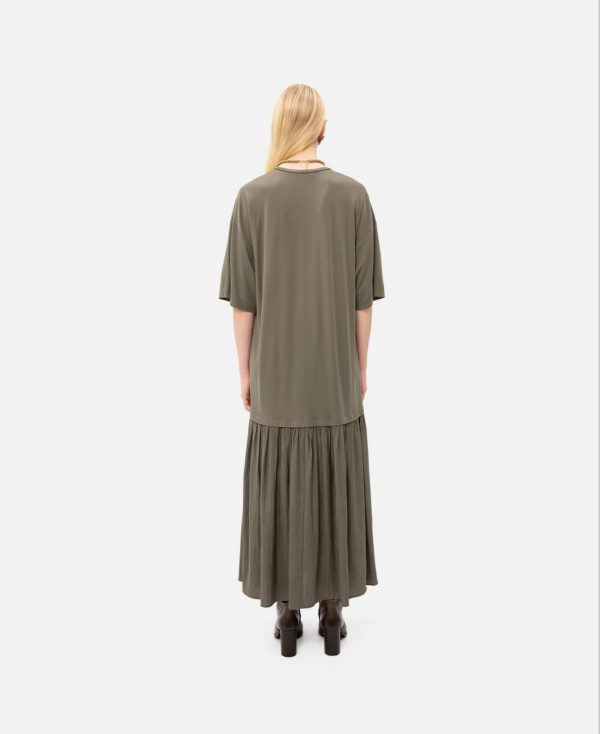 OLIVE MIDI COTTON DRESS - Image 2