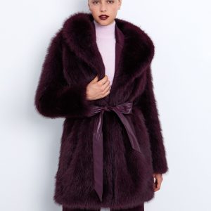 Faux γούνα με δερματίνη ζώνη