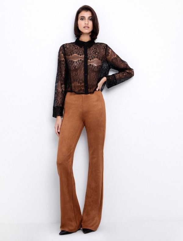 Σουέντ παντελόνι καμηλό flare - Image 1