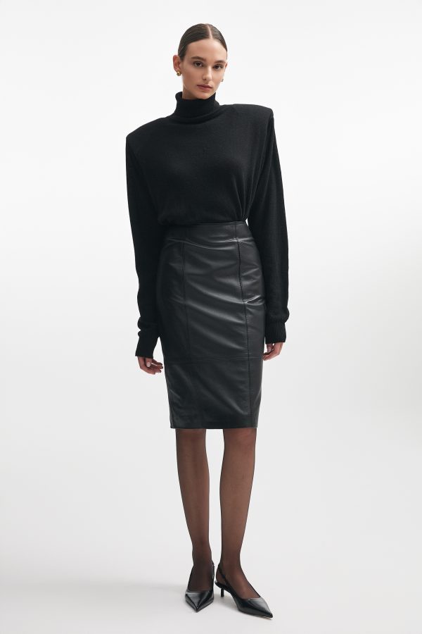 LONDON LEATHER SKIRT BLACK - Image 1