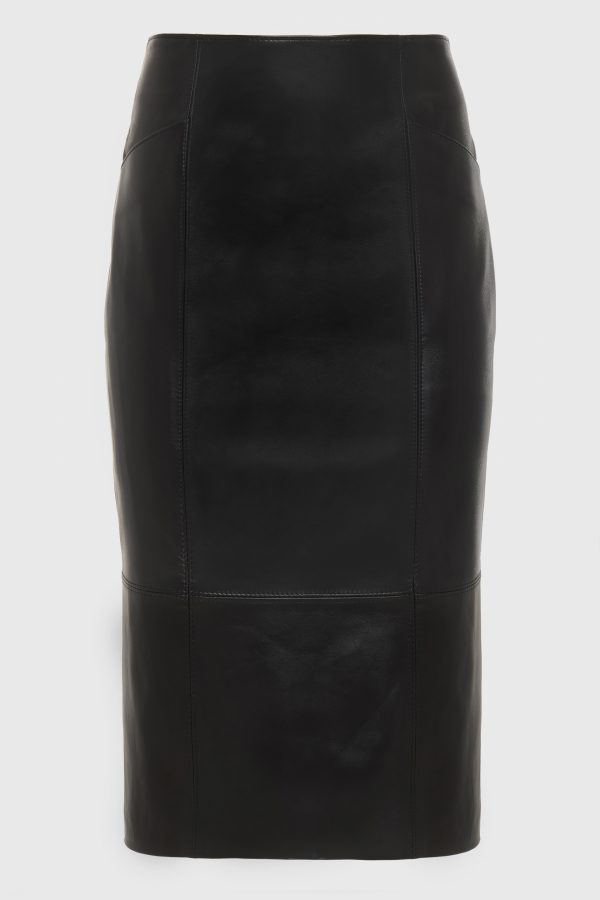 LONDON LEATHER SKIRT BLACK - Image 3