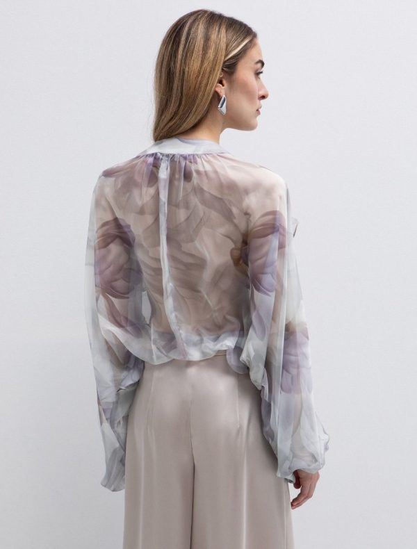 Φλοράλ μπλούζα με βολάν - Image 3