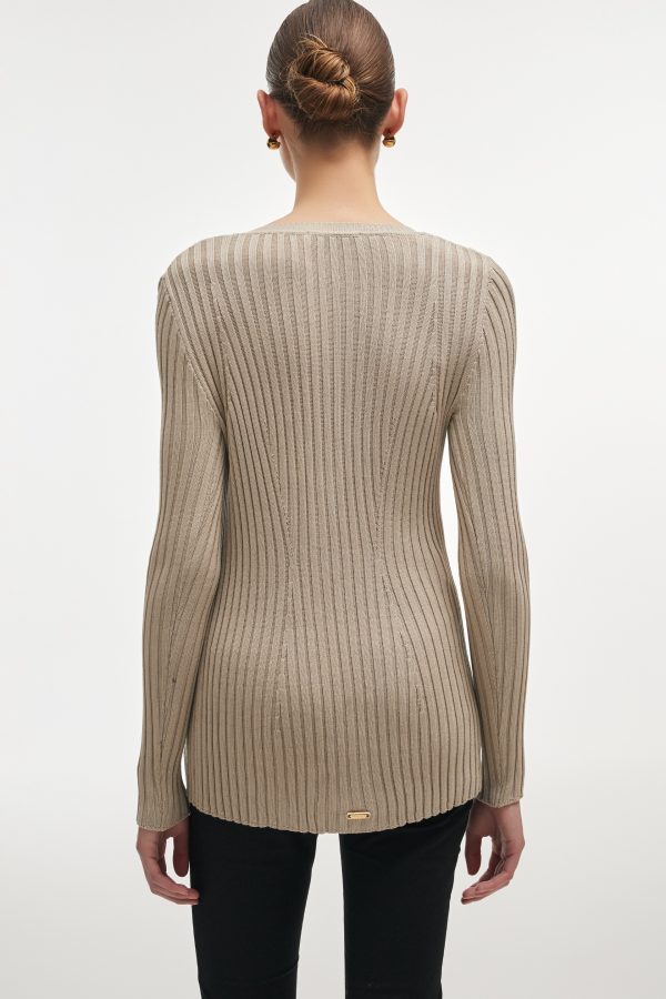 FEMME KNITTED CARDIGAN GREIGE - Image 2