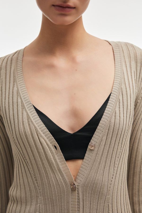 FEMME KNITTED CARDIGAN GREIGE - Image 3