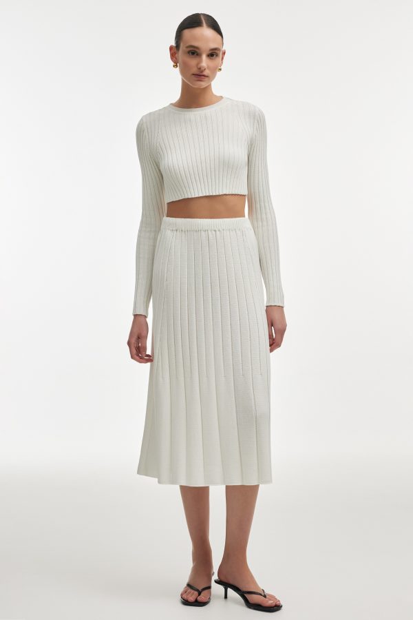 FEMME KNITTED CROP TOP WHITE - Image 1