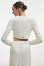FEMME KNITTED CROP TOP WHITE - Image 2