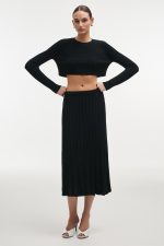 FEMME KNITTED CROP TOP BLACK - Image 2