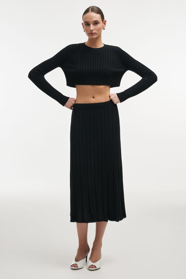 FEMME KNITTED CROP TOP BLACK - Image 2