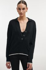 LAUREN KNITTED BLOUSE BLACK/WHITE - Image 2