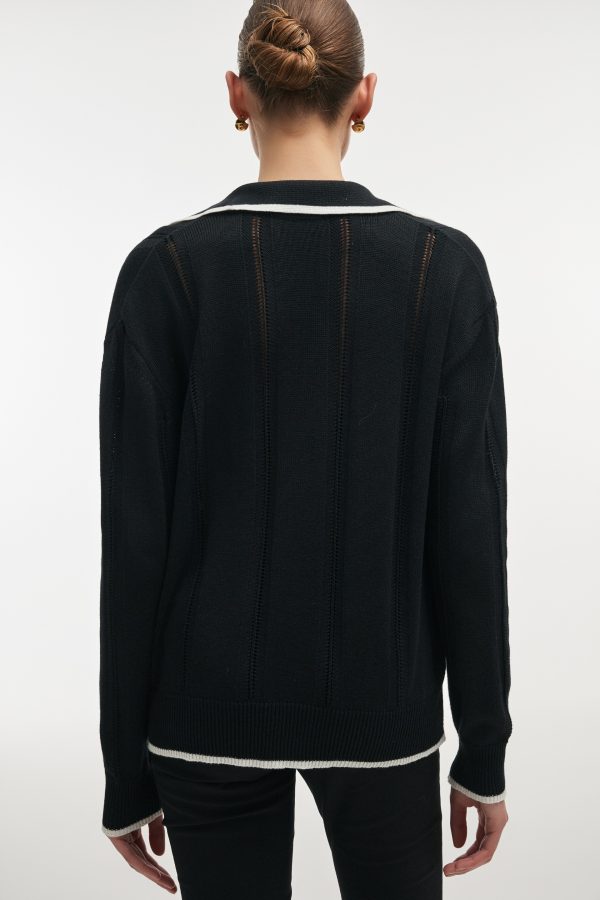 LAUREN KNITTED BLOUSE BLACK/WHITE - Image 3