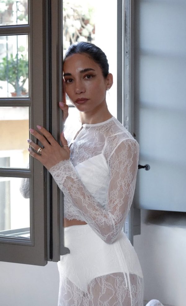 VEIL CARDIGAN TOP WHITE - Image 1