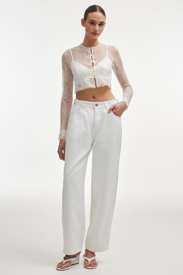 VEIL CARDIGAN TOP WHITE - Image 4