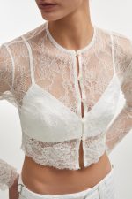 VEIL CARDIGAN TOP WHITE - Image 3