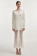 LAUREN KNITTED LONG BLOUSE WHITE