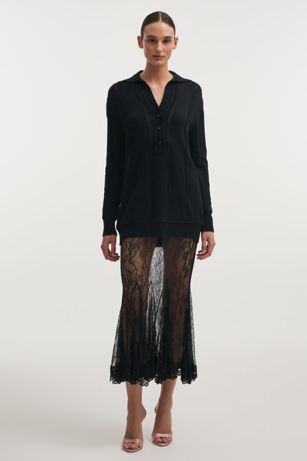 LAUREN KNITTED LONG BLOUSE black - Image 1