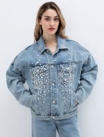 Denim jacket με κρύσταλλα