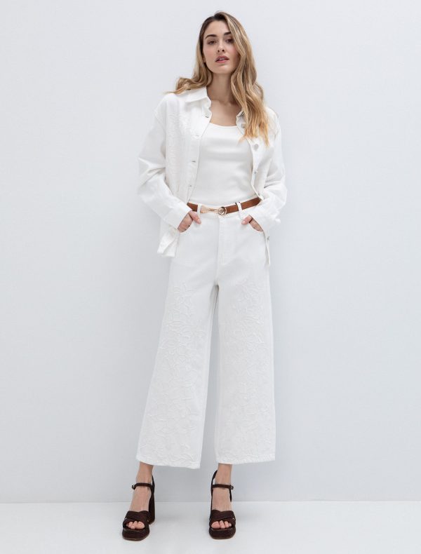 Culotte τζιν με κέντημα - Image 1