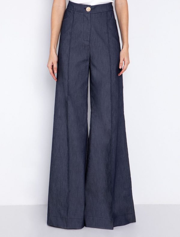 Wide-leg παντελόνι σε denim όψη - Image 2