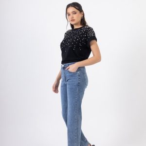 Κλασικό Τζιν Παντελόνι με Ίσια Γραμμή