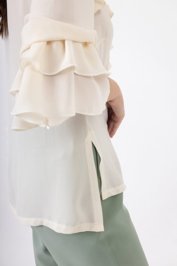 Chic Εκρού Πουκάμισο με Βολάν & Κουμπιά - Image 2