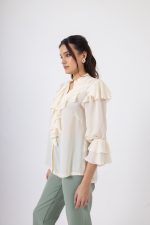 Chic Εκρού Πουκάμισο με Βολάν & Κουμπιά - Image 3