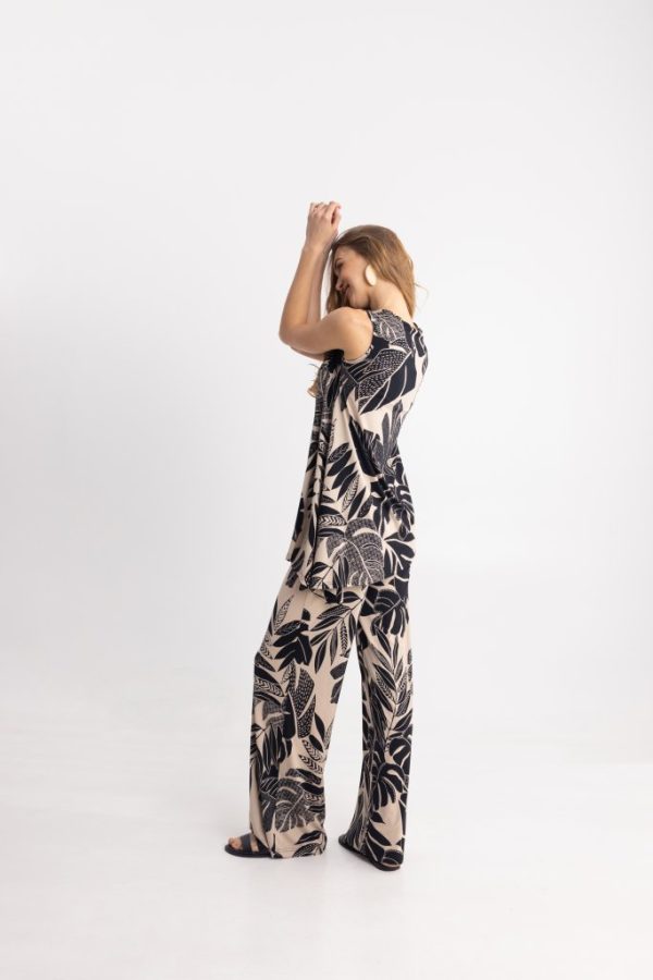 Σετ Μαύρο με Αμάνικη Μπλούζα & Παντελόνα & Paisley Print - Image 2