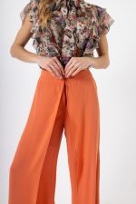 Πουκάμισο Φλοράλ Μπεζ-Εμπριμέ με Εντυπωσιακό Βολάν - Image 3