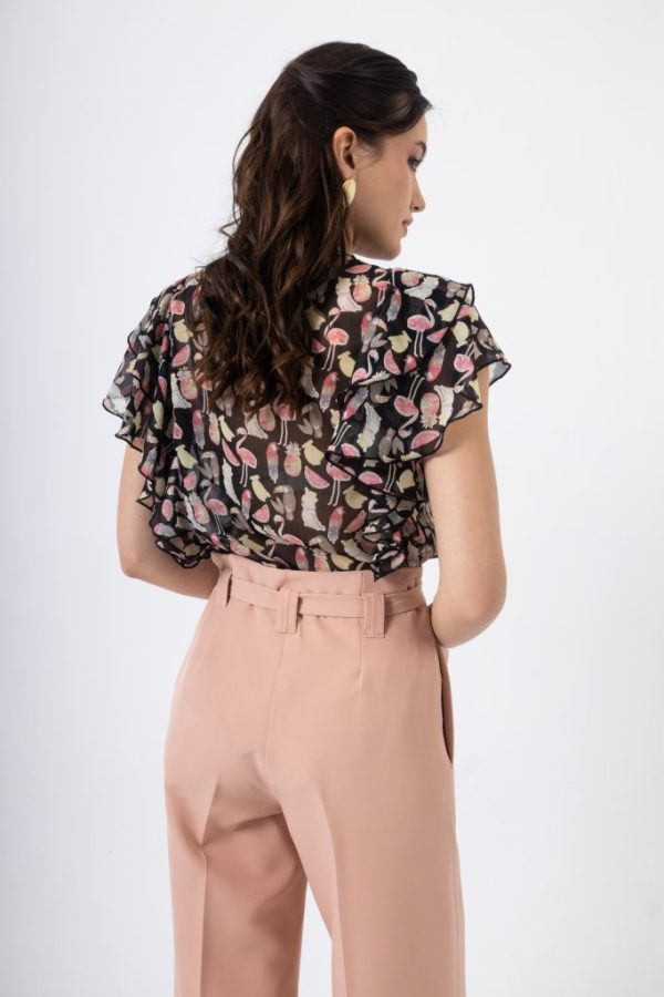 Πουκάμισο Φλοράλ Μπεζ-Εμπριμέ με Εντυπωσιακό Βολάν () - Image 2