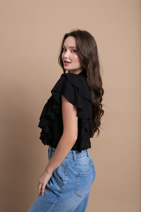 Μαύρο Πουκάμισο με Βολάν & Φιόγκο - Image 2