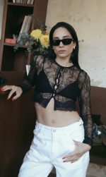 VEIL CARDIGAN TOP BLACK