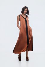 Φόρεμα αμάνικο με διχρωμία