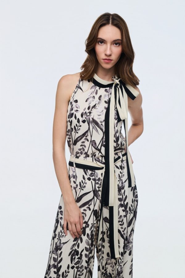 Παντελόνα με εντυπωσιακό print και ζώνη - Image 2