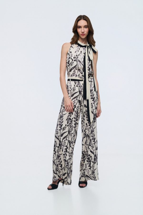 Παντελόνα με εντυπωσιακό print και ζώνη - Image 1