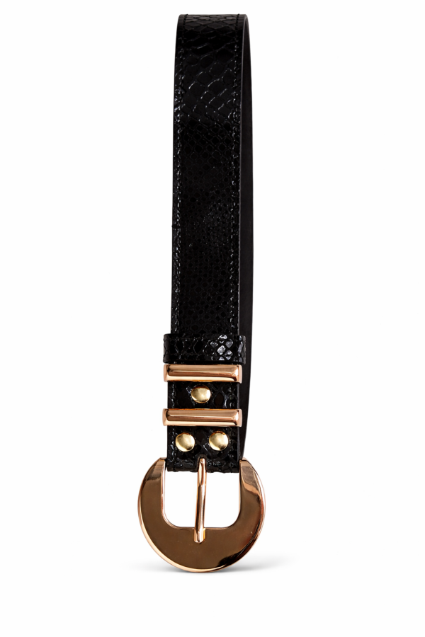 Ζώνη κρόκο μαύρη δερμάτινη λουστρίνι - Image 1
