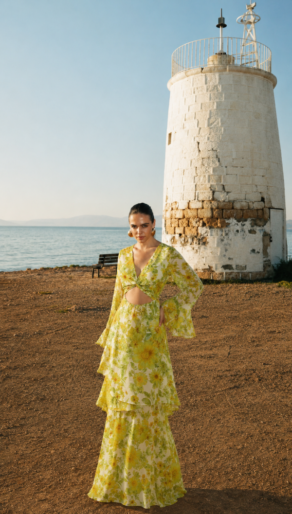 CITRUS MAXI DRESS WITH RUFFLES - Image 1