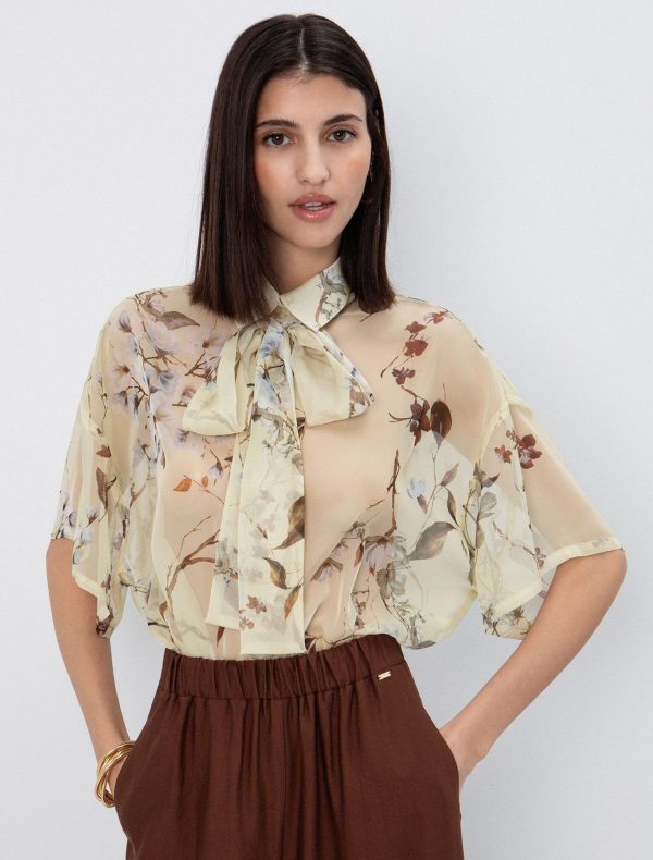 Φλοράλ πουκάμισο με κορδέλα - Image 1