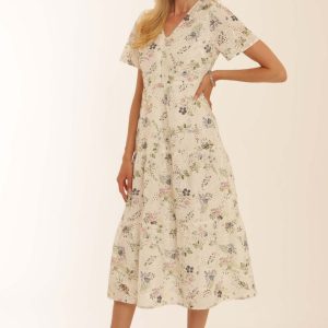 POMODORO CLOTHING PRINTED BRODERIE ANGLAISE DRESS