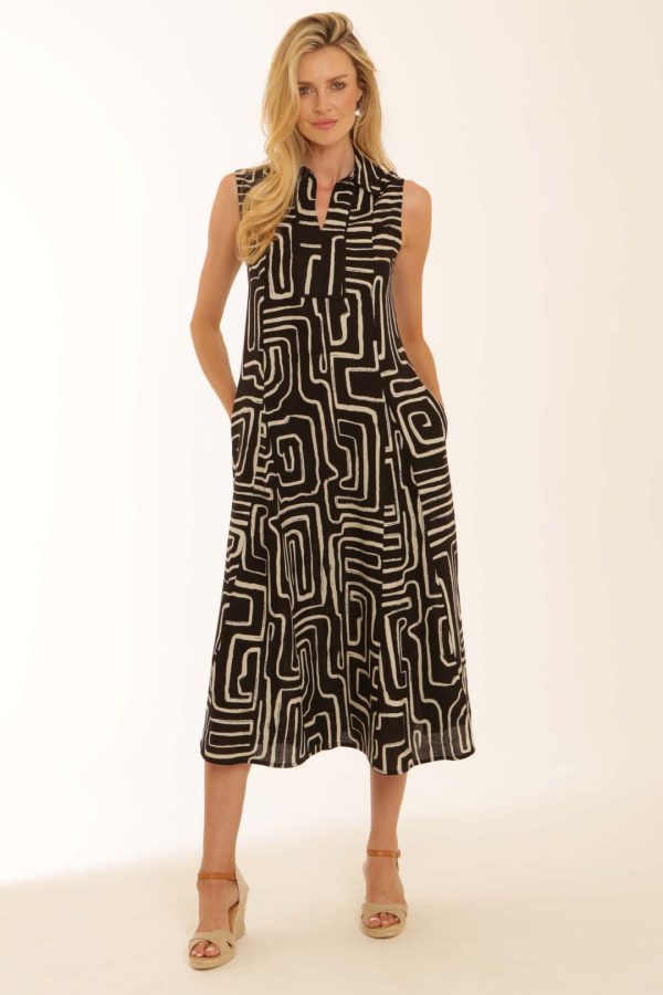 POMODORO CLOTHING GRAPHIC LONG DRESS black - Image 1