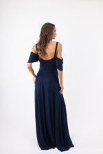 Γυναικείο Maxi Φόρεμα μπλε σκούρο  με Glitter, Λεπτές Τιράντες ; Off Shoulder Σχέδιο (Αντιγραφή) - Image 2