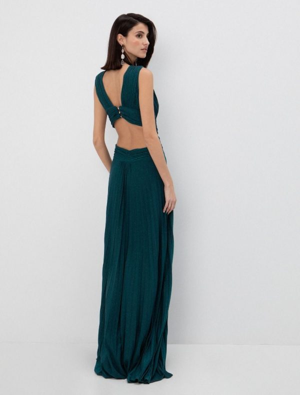Πλισέ maxi φόρεμα lurex - Image 4
