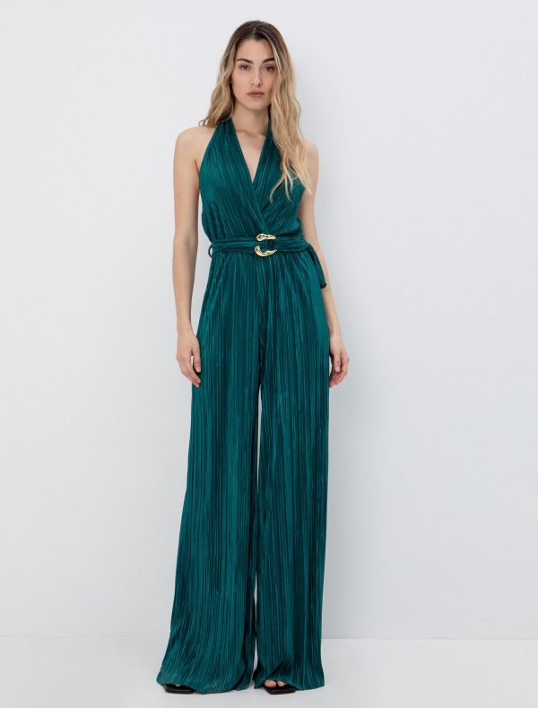 Πλισέ ολόσωμη φόρμα με ζώνη - Image 3