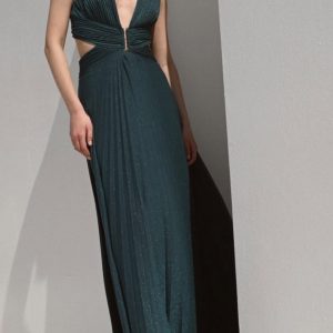 Πλισέ maxi φόρεμα lurex
